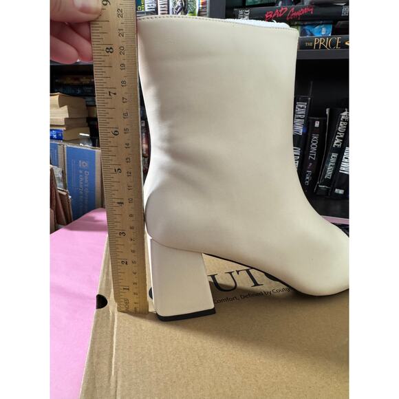 NIB Coutgo Womens Ankle Boots Chunky Block Heel Two Tone Round Toe Side Zipper 8 - Picture 7 of 9